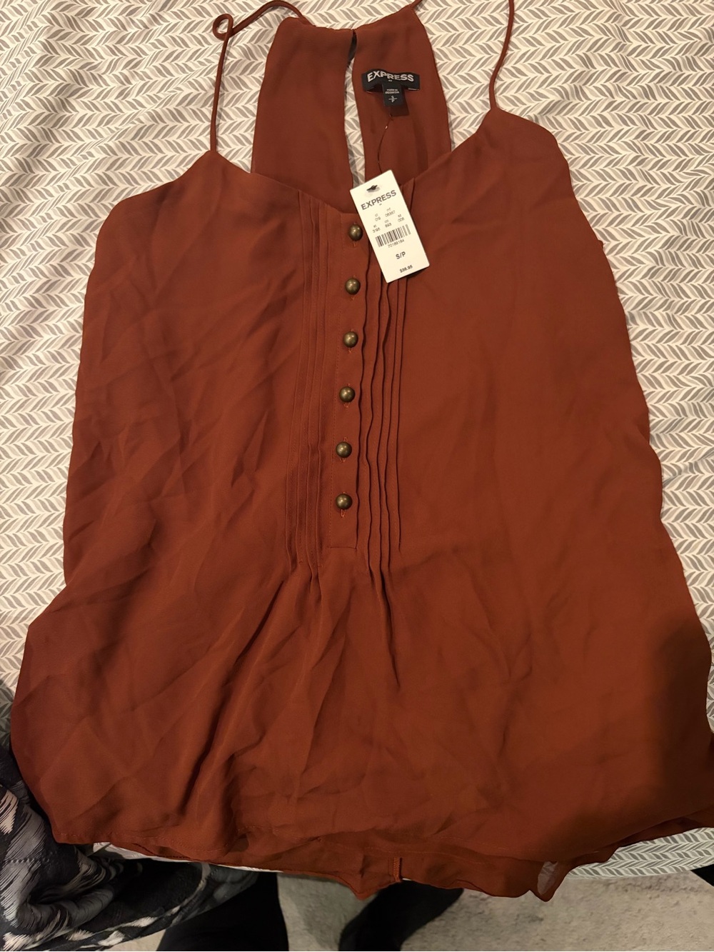 Express Rust Brown Button-Front Cami